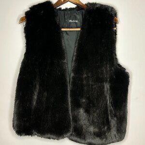 Madewell Black Faux Fur Vest Size Large